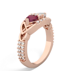 Ruby Sparkling Celtic Knot 14K Rose Gold ring R2645