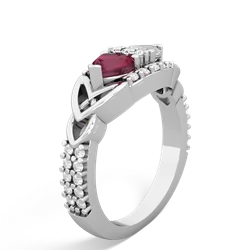 Ruby Sparkling Celtic Knot 14K White Gold ring R2645