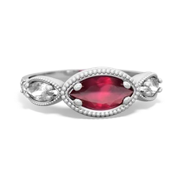 Ruby Milgrain Marquise 14K White Gold ring R5700