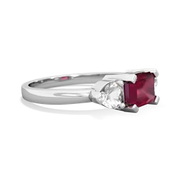 Ruby Three Stone 14K White Gold ring R5235