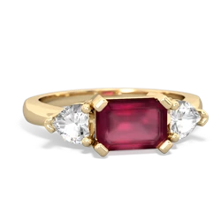 Ruby Three Stone 14K Yellow Gold ring R5235