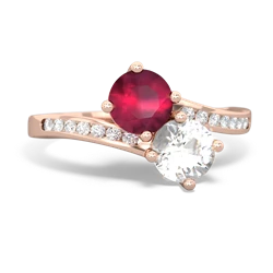 Ruby Channel Set Two Stone 14K Rose Gold ring R5303