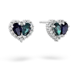 Sapphire Halo 14K White Gold earrings E7008