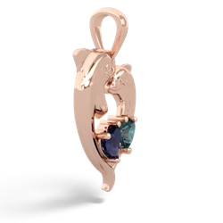 Sapphire Dolphin Heart 14K Rose Gold pendant P5820