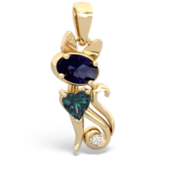 Sapphire Kitten 14K Yellow Gold pendant P5780