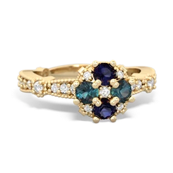 Sapphire Sparkling Tiara Cluster 14K Yellow Gold ring R26293RD