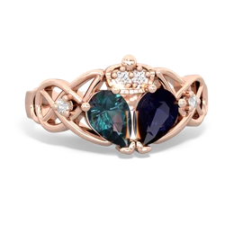 Sapphire 'One Heart' Celtic Knot Claddagh 14K Rose Gold ring R5322