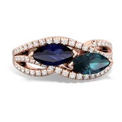 Sapphire Diamond Rivers 14K Rose Gold ring R3070