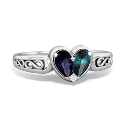 Sapphire Filligree 'One Heart' 14K White Gold ring R5070