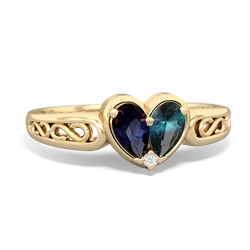 Sapphire Filligree 'One Heart' 14K Yellow Gold ring R5070