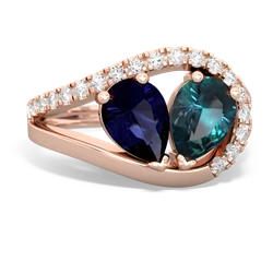 Sapphire Nestled Heart Keepsake 14K Rose Gold ring R5650