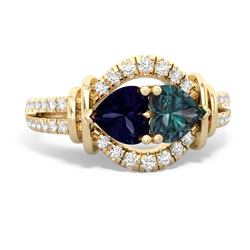 Sapphire Art-Deco Keepsake 14K Yellow Gold ring R5630