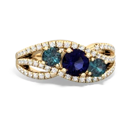 Sapphire Three Stone Aurora 14K Yellow Gold ring R3080