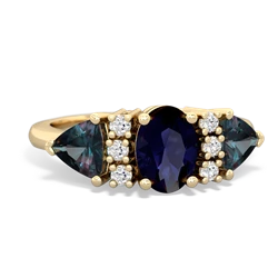 Sapphire Antique Style Three Stone 14K Yellow Gold ring R2186