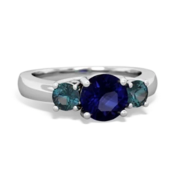 Sapphire Three Stone Round Trellis 14K White Gold ring R4018