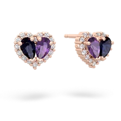 Sapphire Halo 14K Rose Gold earrings E7008