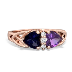 Sapphire Celtic Knot Double Heart 14K Rose Gold ring R5040