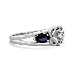 Sapphire Hearts Intertwined 14K White Gold ring R5880