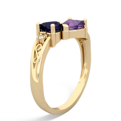 Sapphire Snuggling Hearts 14K Yellow Gold ring R2178