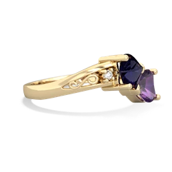 Sapphire Snuggling Hearts 14K Yellow Gold ring R2178