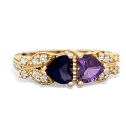 Sapphire Diamond Butterflies 14K Yellow Gold ring R5601