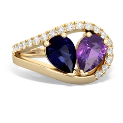 Sapphire Nestled Heart Keepsake 14K Yellow Gold ring R5650