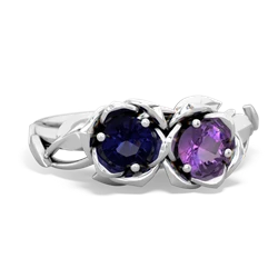 Sapphire Rose Garden 14K White Gold ring R5510