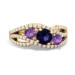 Sapphire Three Stone Aurora 14K Yellow Gold ring R3080