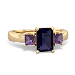 Sapphire Three Stone Emerald-Cut Trellis 14K Yellow Gold ring R4021