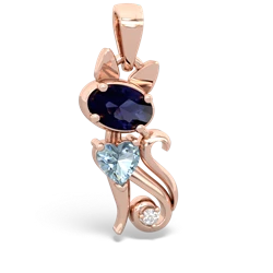 Sapphire Kitten 14K Rose Gold pendant P5780