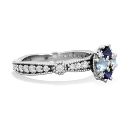 Sapphire Sparkling Tiara Cluster 14K White Gold ring R26293RD