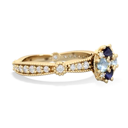 Sapphire Sparkling Tiara Cluster 14K Yellow Gold ring R26293RD