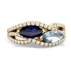 Sapphire Diamond Rivers 14K Yellow Gold ring R3070