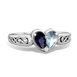 Sapphire Filligree 'One Heart' 14K White Gold ring R5070