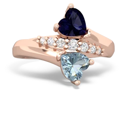 Sapphire Heart To Heart 14K Rose Gold ring R2064