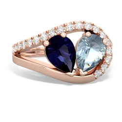 Sapphire Nestled Heart Keepsake 14K Rose Gold ring R5650