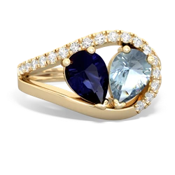 Sapphire Nestled Heart Keepsake 14K Yellow Gold ring R5650