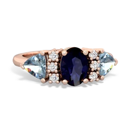 Sapphire Antique Style Three Stone 14K Rose Gold ring R2186