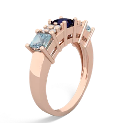 Sapphire Three Stone Diamond Cluster 14K Rose Gold ring R2592