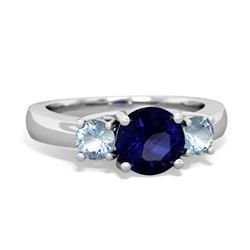 Sapphire Three Stone Round Trellis 14K White Gold ring R4018