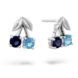 Sapphire Sweet Cherries 14K White Gold earrings E7001