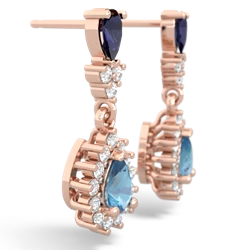 Sapphire Halo Pear Dangle 14K Rose Gold earrings E1882