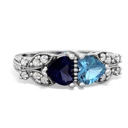 Sapphire Diamond Butterflies 14K White Gold ring R5601