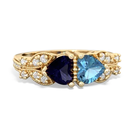 Sapphire Diamond Butterflies 14K Yellow Gold ring R5601