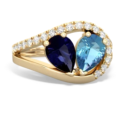 Sapphire Nestled Heart Keepsake 14K Yellow Gold ring R5650