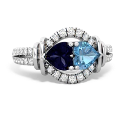 Sapphire Art-Deco Keepsake 14K White Gold ring R5630