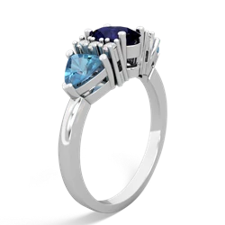 Sapphire Antique Style Three Stone 14K White Gold ring R2186