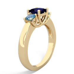 Sapphire Three Stone Trellis 14K Yellow Gold ring R4015