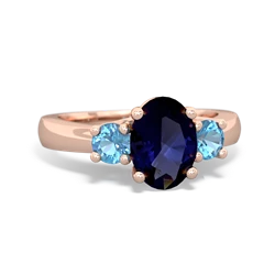 Sapphire Three Stone Oval Trellis 14K Rose Gold ring R4024