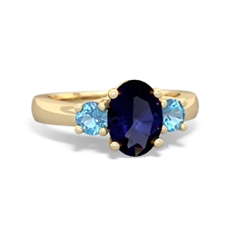 Sapphire Three Stone Oval Trellis 14K Yellow Gold ring R4024